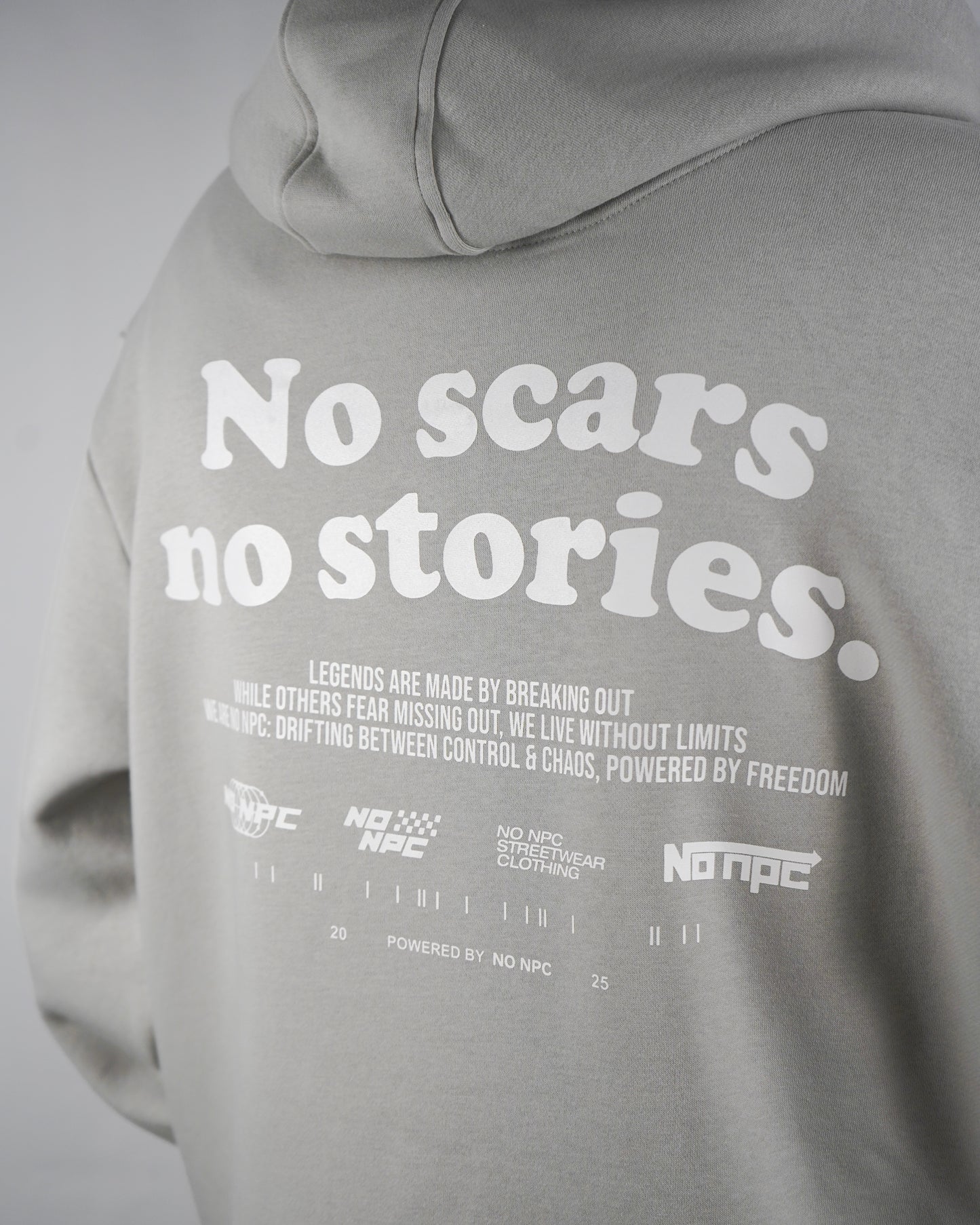 NO SCARS NO STORIES ZIPPER GREY